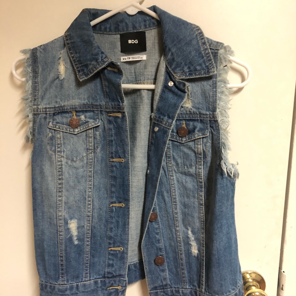 BDG cutoff jean vest, never worn, size xs
